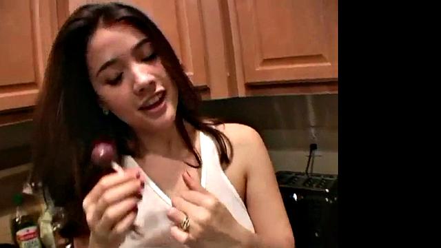 Hot Pixie Playing with Big Tits in the Kitchen