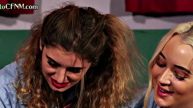 Femdom cheerleaders give group with college gals