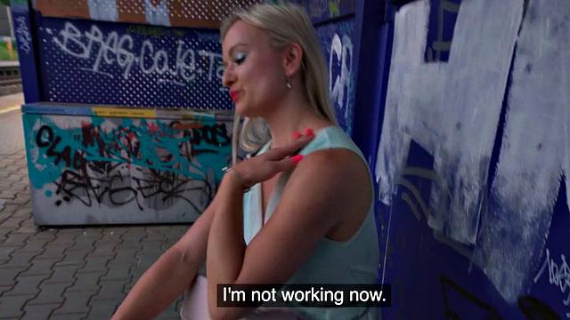 Busty European babe publicly cockrides after blowjob in the park