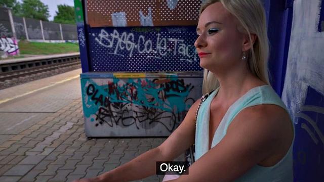 Busty European babe publicly cockrides after blowjob in the park