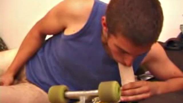 Mica just got in from skating and needs to burn off some more energy, so he kicks back and starts watching a video. Naughty boys like their sex toys, so Mica grabs a few from his collection and goes to work on his rear.