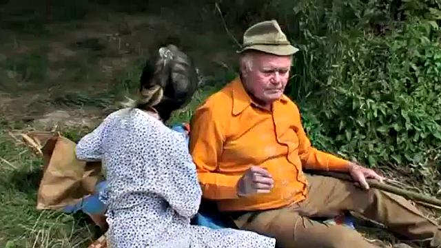 Teen joins oldies in outdoor sex romp