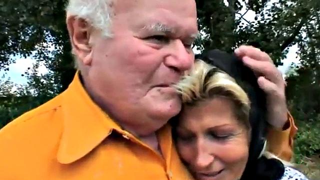 Teen joins oldies in outdoor sex romp