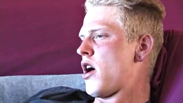 Freckled face Brandon invites us to watch him beat off. The pants strip off and an anal toy goes in while he keeps stroking along through it all.