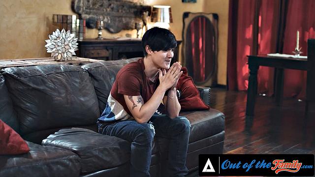 OUT OF THE FAMILY - Horny MILF Has Threesome With Stepfamily