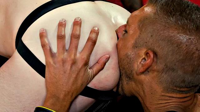 Skinny fisting 3some in leather fists Black and White ass