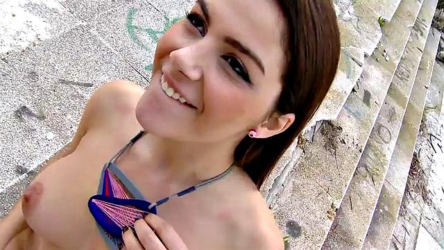 Big-titted public babe banged by cock in wet hole