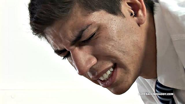 Young Lance has been a bad boy and he's sent to the priest's office for some discipline. Ruben tells the boy to pull down his pants and bend over for a paddling.