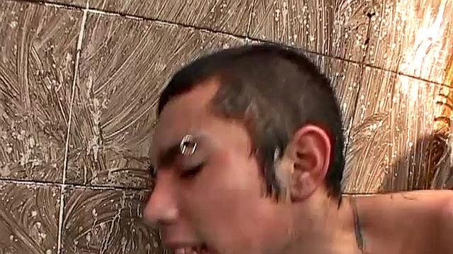 Ramiro finds young Tito on the floor of a filthy public toilet and decides to piss all over the boy. Turned on by the kinky advance, it isn't long before both are stripping naked and sucking.