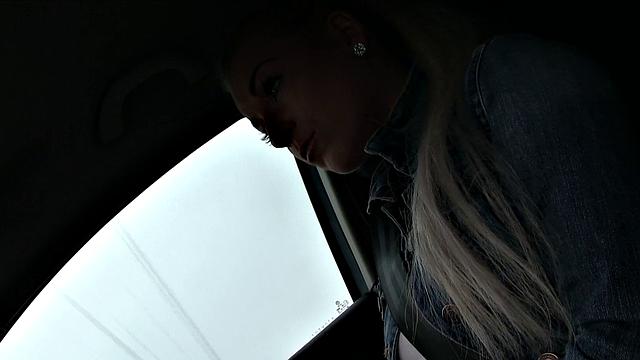 Blonde amateur gets her pussy pounded in public after a wild car blowjob