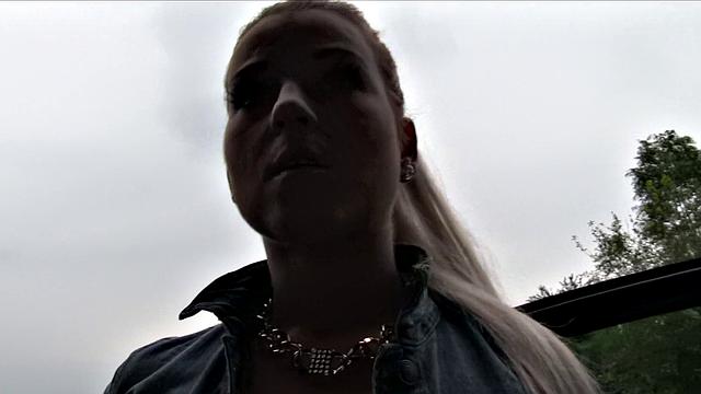 Blonde amateur gets her pussy pounded in public after a wild car blowjob