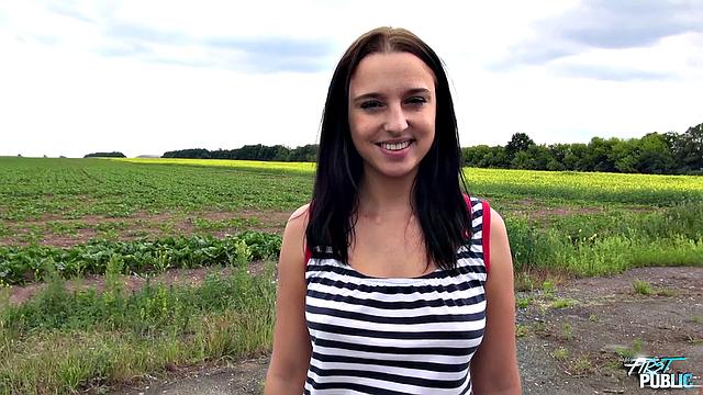 Exciting outdoor sex for sexy teen with big tits