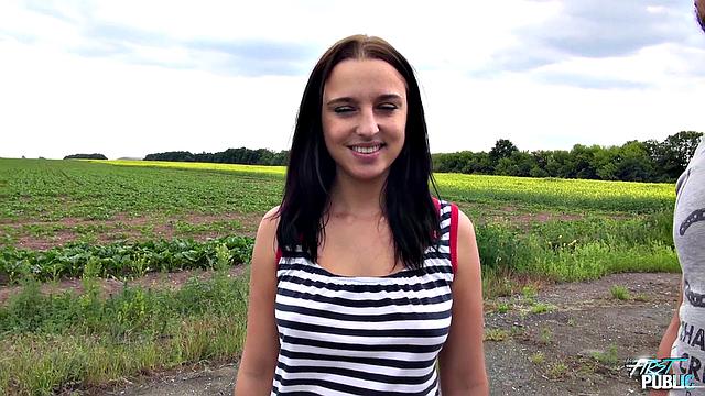 Exciting outdoor sex for sexy teen with big tits