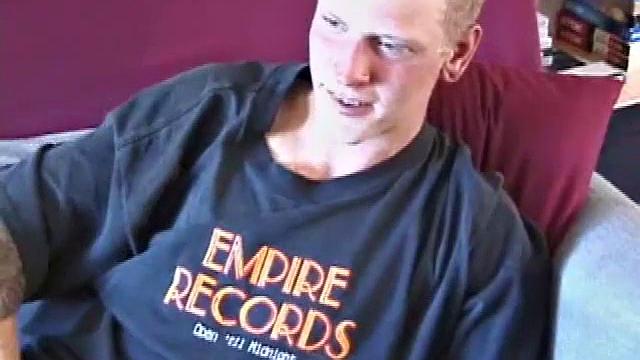 Freckled face Brandon invites us to watch him jack off, which really turns him on. The pants strip off and his anal toy goes in, Brandon keeps stroking along through it all.