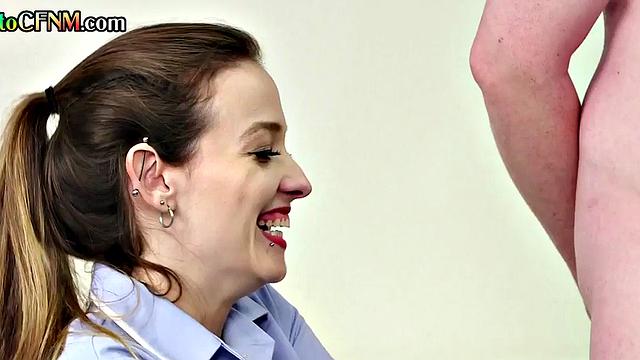Handjob CFNM nurses jerk small cock in femdom action