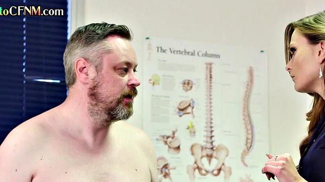 Handjob CFNM nurses jerk small cock in femdom action