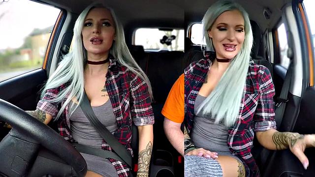 Bigtit babe gets pussy and ass drilled by driving instructor