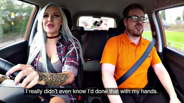 Bigtit babe gets pussy and ass drilled by driving instructor