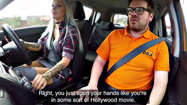Bigtit babe gets pussy and ass drilled by driving instructor