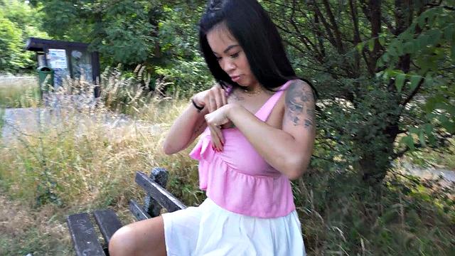 Picked up Asian bae pussyfucked in public