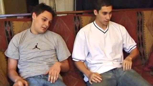 Gunner and Levi work up hardons, then strip naked and get down to business. These horny guys exchange blowjobs until they both blow big messy cum loads.