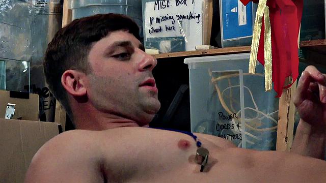 Real gaydaddy bottom fucked by twink in stockroom