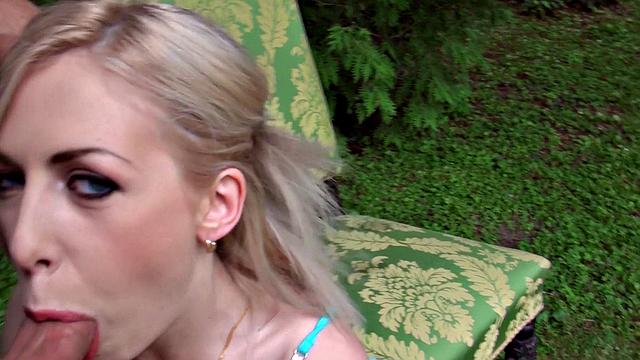 Blonde bombshell gets her tight asshole pounded in Amusement Park