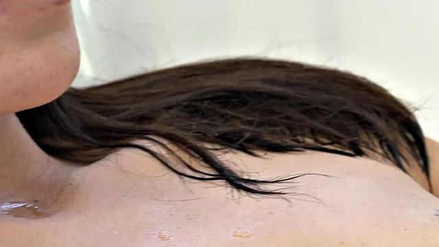 BFF lesbo fucks 18yo brunette's pussy with dildo in bathroom solo