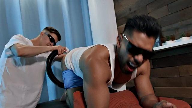 Barebacked stud fucked in anal by dirty gay fucker