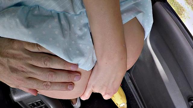 Blonde MILF in skirt rides hard before heading home