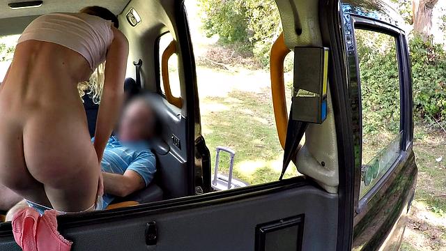 Blonde MILF in skirt rides hard before heading home