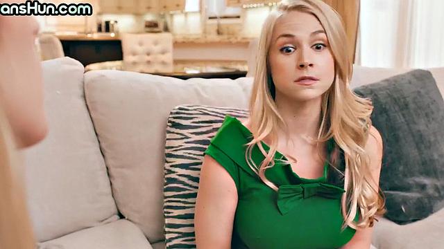 Trans beauty fucks big-titted female in wet pussy.