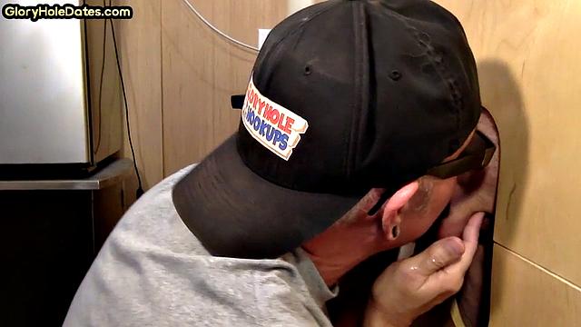 Gloryhole bearded guest cocksucking