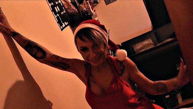 Santa's little slut Gina hammered in POV