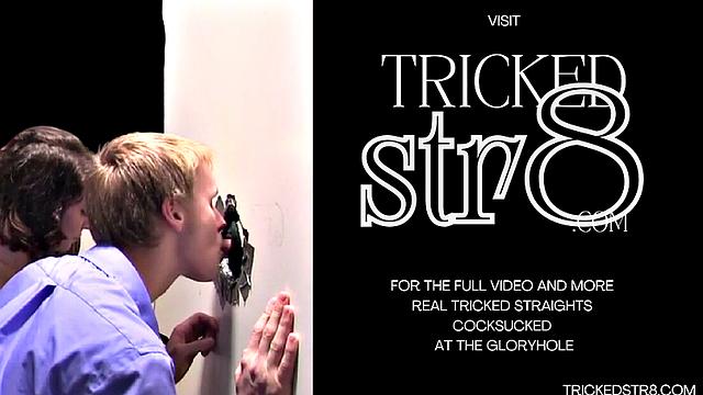 Naive str8 guy fooled in gloryhole by deepthroating jock