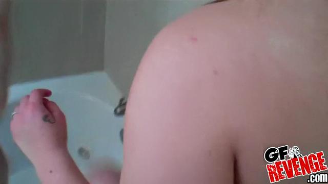 Lesbian Shower with Glasses-clad Shower Babes Kissing and Sharing Toys
