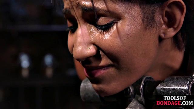 Tied busty bitch toyed by master