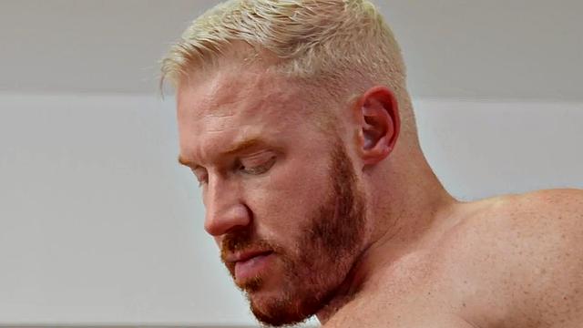 Muscled tattooed jock barebacks greedy asshole at home