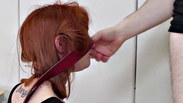 Skinny patient deepthroats and gets her tight ass drilled while bound to her toy