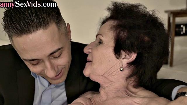 Old Granny passionately smashed by young dude's cock