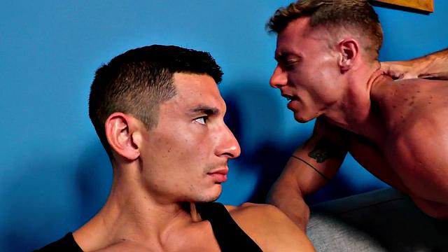 Cuckold BF watches his love barebacked by top jock