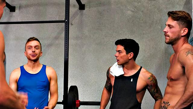 Gym stud with athletic body barebacked by top