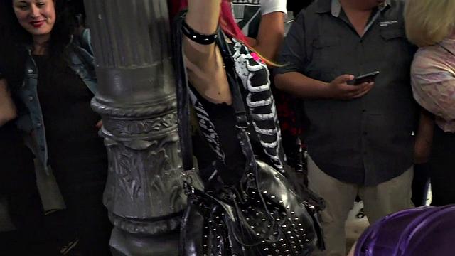 Helpless babe forced to deepthroat & rim in public with glasses on