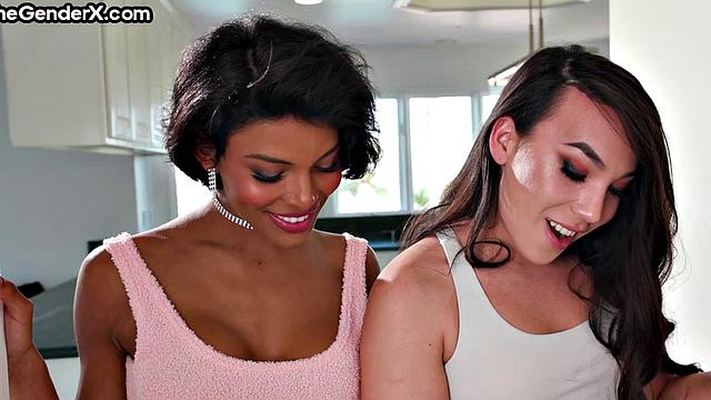 Cutie Tgirls facefucking their boyfriend