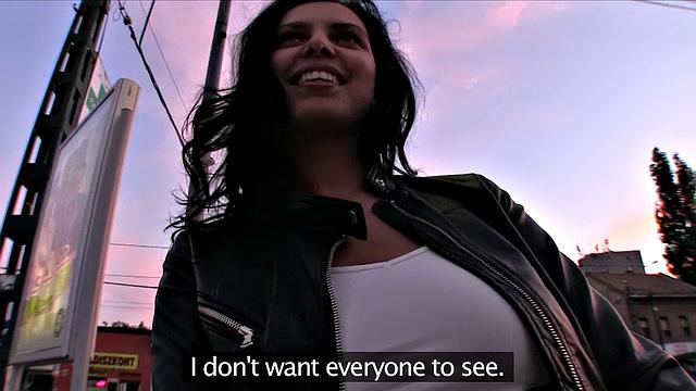 Watch this tattooed babe flash her tits and get her mouth filled with cum