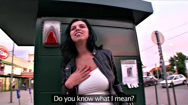 Watch this tattooed babe flash her tits and get her mouth filled with cum