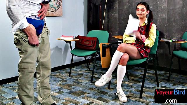 British cfnm voyeur showing upskirt in classroom
