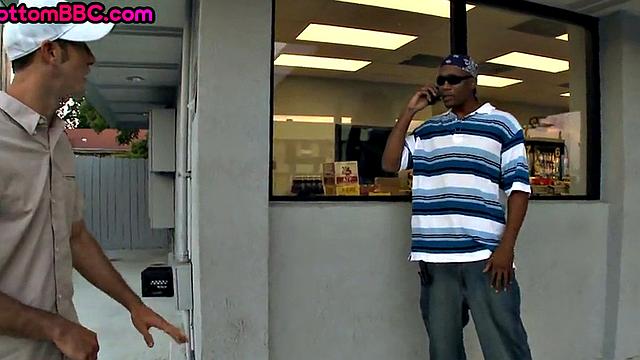 Black thug picked up and banged in store until he cums