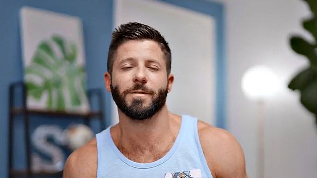 Hairy chest jock stroking in close up solo video