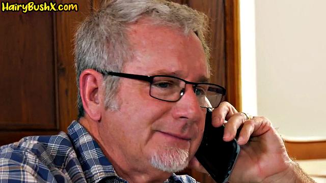 Bushy 21yo cutie pounded by DILF